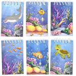 48 Count Ocean Sea Life Mini Notepads Underwater World Creatures Turtle Dolphin Fish Animal Themed Memo Spiral Notebooks for Kids Classroom Rewards Prize Bag Birthday Baby Shower Party Favor Supplies from Gift Boutique