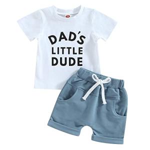BemeyourBBs Baby Boy Summer Clothes Little Dude T Shirt Elastic Waist Pockets Shorts Set Fathers Day Outfit (3-6 Months, Dads little dude white) by 