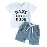 BemeyourBBs Baby Boy Summer Clothes Little Dude T Shirt Elastic Waist Pockets Shorts Set Fathers Day Outfit (3-6 Months, Dads little dude white) by 