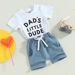 BemeyourBBs Baby Boy Summer Clothes Little Dude T Shirt Elastic Waist Pockets Shorts Set Fathers Day Outfit (3-6 Months, Dads little dude white) by 