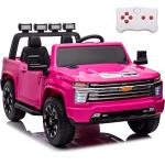 NEWQIDA 2 Seater Ride on Car Licensed Chevrolet Silverado HD Pickup Truck 4x4 Kids Electric Power Vehicles Wheels Ride on Toys with Remote Control, EVA Tires, Music Function, Rose Pink by NEWQIDA