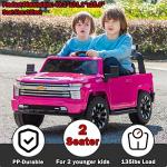 NEWQIDA 2 Seater Ride on Car Licensed Chevrolet Silverado HD Pickup Truck 4x4 Kids Electric Power Vehicles Wheels Ride on Toys with Remote Control, EVA Tires, Music Function, Rose Pink by NEWQIDA