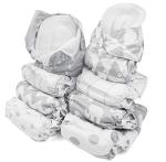 BaeBae Goods Adjustable Cloth Diapers for Boys and Girls â 8 Reusable Cloth Diapers for Babies with 8 Cloth Diaper Inserts (Grey Triangles) from 