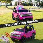 NEWQIDA 2 Seater Ride on Car Licensed Chevrolet Silverado HD Pickup Truck 4x4 Kids Electric Power Vehicles Wheels Ride on Toys with Remote Control, EVA Tires, Music Function, Rose Pink by NEWQIDA