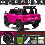 NEWQIDA 2 Seater Ride on Car Licensed Chevrolet Silverado HD Pickup Truck 4x4 Kids Electric Power Vehicles Wheels Ride on Toys with Remote Control, EVA Tires, Music Function, Rose Pink by NEWQIDA