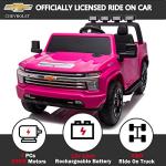 NEWQIDA 2 Seater Ride on Car Licensed Chevrolet Silverado HD Pickup Truck 4x4 Kids Electric Power Vehicles Wheels Ride on Toys with Remote Control, EVA Tires, Music Function, Rose Pink by NEWQIDA