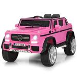 Costzon Ride on Car, Licensed Mercedes-Benz Maybach, 12V Battery Powered Vehicle Toy w/ 2 Motors, Remote Control, 3 Speeds, Lights, Horn, Music, Aux, Storage, Truck, Electric Car for Kids (Pink) from Costzon