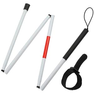 Folding Blind Cane Walking Stick with Red Reflective Tape for The Blind and Visually Impaired People,48 inch Collapsible Non-Slip Aluminum Cane from BXUDYEM