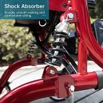 ELENKER Upright Rollator Walker, Stand Up Rollator Walker with Shock Absorber, 10â Front Wheels and Carrying Pouch, Suitable for Outdoor, Red by ELENKER