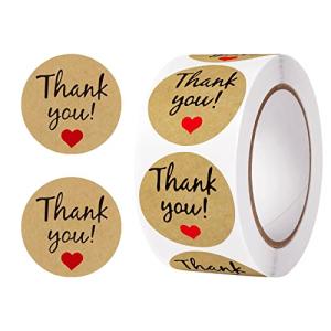 FUYIOCN Thankyou Stickers 500 Pcs 1 Inch Round Labels for Wedding Birthday Gift Bag Seal Envelope Supplies (Kraft Paper) from FUYIOCN