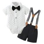 YUEMION Newborn Baby Boy Clothes Suits, Toddler Dress Shirt With Bowtie + Suspender Pants Outfit Sets Gentleman Wedding 0-18M by 