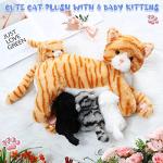Nurturing Cat Stuffed Animal with Plush Kittens, Cat Baby Stuffed Animals for Girls and Boys Plushy Kitty Mommy Cat with 4 Baby Cats for Birthday Party Favors Gifts (Cute Style) from Skylety