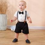 YUEMION Newborn Baby Boy Clothes Suits, Toddler Dress Shirt With Bowtie + Suspender Pants Outfit Sets Gentleman Wedding 0-18M by 