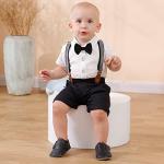 YUEMION Newborn Baby Boy Clothes Suits, Toddler Dress Shirt With Bowtie + Suspender Pants Outfit Sets Gentleman Wedding 0-18M by 