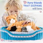 Nurturing Cat Stuffed Animal with Plush Kittens, Cat Baby Stuffed Animals for Girls and Boys Plushy Kitty Mommy Cat with 4 Baby Cats for Birthday Party Favors Gifts (Cute Style) from Skylety