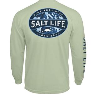 Salt Life Atlas Badge Long Sleeve Classic Fit Shirt, Seafoam, Medium by Salt Life