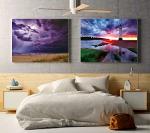 2 Pack 1000 Pieces Sunset Lighthouse & Purple Lightning Puzzle, Talacre Lighthouse UK & Landscapes of Thunder Storm, Jigsaw Puzzles for Adults 1000 Pieces and Up, Beach Puzzle Gifts for Women & Mom from RECHIATO