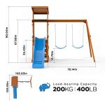 Dolphin Playground Wooden Swing Sets for Backyard, Outdoor Playset with Slide, Sand Box, Climbing Wall, and 2 Belt Swings, Playground Sets for Backyards, Young Kids Outdoor Play Equipment, Ages 3-9 by DOLPHIN PLAYGROUND T