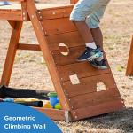 Dolphin Playground Wooden Swing Sets for Backyard, Outdoor Playset with Slide, Sand Box, Climbing Wall, and 2 Belt Swings, Playground Sets for Backyards, Young Kids Outdoor Play Equipment, Ages 3-9 by DOLPHIN PLAYGROUND T