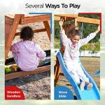 Dolphin Playground Wooden Swing Sets for Backyard, Outdoor Playset with Slide, Sand Box, Climbing Wall, and 2 Belt Swings, Playground Sets for Backyards, Young Kids Outdoor Play Equipment, Ages 3-9 by DOLPHIN PLAYGROUND T