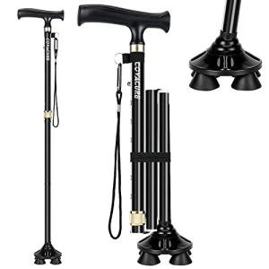 COVACURE Walking Cane for Women Men - Folding Cane with Pivot Large Base Design, Hold UP to 400lbs, Portable Adjustable Aluminum Alloy Walking Stick with Carry Bag for Seniors, Adults from covacure