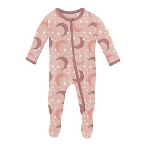 KicKee Pants Welcome Home Footie with Zipper, Boy or Girl One-Piece, Super Soft Baby Clothes (Peach Blossom Moon and Stars - 3-6 Months) by 