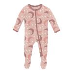KicKee Pants Welcome Home Footie with Zipper, Boy or Girl One-Piece, Super Soft Baby Clothes (Peach Blossom Moon and Stars - 3-6 Months) by 