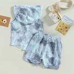 LZCYILANXIULSL Toddler Baby Boy Summer Clothes Tie Dye Sleeveless Hoodie Tank Tops and Casual Shorts Set Cute Infant Outfits (Blue,6-12 Months) by LZCYILANXIULSL