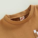 Toddler Baby Boy Summer Outfits Patchwork Plaid Short Sleeve T Shirt Tops Drawstring Shorts Infant Boy Clothes (Brown Plaid, 12-18 Months) by Sejardin