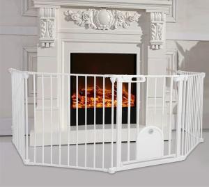 125-Inch Super Wide Adjustable Baby Gate and Play Yard, 4-in-1, Safety Playpen - Fireplace Fence for Toddler/Pet/Dog,Bonus Kit, Includes 4 Pack of Wall Mounts,5 Panels (29" H-White) by Totoro ball