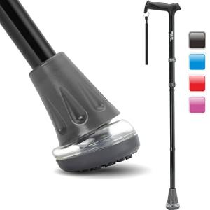 HealthBazaar All Terrain Walking Cane, Foldable Walking Canes for Men & Women, Air Cushion Cane Tips Folding Walking Stick with Shock Absorbing, Comfortable Handles (Original Black) by HEALTHBAZAAR