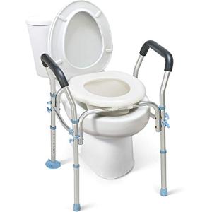 OasisSpace Stand Alone Raised Toilet Seat 300lbs - Heavy Duty Medical Raised Homecare Commode and Safety Frame, Height Adjustable Legs, Bathroom Assist Frame for Elderly, Handicap, Disabled by OasisSpace