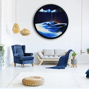 JYBBGO 17.3'' Sand Art Liquid Motion 3D Sand Painting Creative Moving Sand Art Living Room Decoration, 360Â° Rotate, Glass Crafts Solid Wood Frame, Relaxing Mood Home Office Work Decor(Blue) by JYBBGO