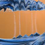 JYBBGO 17.3'' Sand Art Liquid Motion 3D Sand Painting Creative Moving Sand Art Living Room Decoration, 360Â° Rotate, Glass Crafts Solid Wood Frame, Relaxing Mood Home Office Work Decor(Blue) by JYBBGO