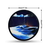 JYBBGO 17.3'' Sand Art Liquid Motion 3D Sand Painting Creative Moving Sand Art Living Room Decoration, 360Â° Rotate, Glass Crafts Solid Wood Frame, Relaxing Mood Home Office Work Decor(Blue) by JYBBGO