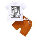 RogPrincekids Infant Toddler Baby Boys Summer Clothes Short Sleeve Letter Print T-shirt Shorts Sets 2PC Little Boy Clothing(White, 18-24 Months) by 