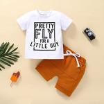 RogPrincekids Infant Toddler Baby Boys Summer Clothes Short Sleeve Letter Print T-shirt Shorts Sets 2PC Little Boy Clothing(White, 18-24 Months) by 