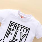 RogPrincekids Infant Toddler Baby Boys Summer Clothes Short Sleeve Letter Print T-shirt Shorts Sets 2PC Little Boy Clothing(White, 18-24 Months) by 