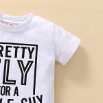 RogPrincekids Infant Toddler Baby Boys Summer Clothes Short Sleeve Letter Print T-shirt Shorts Sets 2PC Little Boy Clothing(White, 18-24 Months) by 