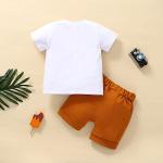 RogPrincekids Infant Toddler Baby Boys Summer Clothes Short Sleeve Letter Print T-shirt Shorts Sets 2PC Little Boy Clothing(White, 18-24 Months) by 