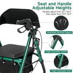 FlyingJoy Rollator Walker with Seat 8" Large 4 Wheels Rolling Walkers for Seniors Locking Brakes Adjustable Seat and Arms Aluminum Medical Walkers Lightweight Foldable Removable Back Support 300 lbs by FlyingJoy