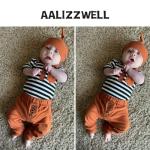 Aalizzwell 0-3 Months Newborn Infant Baby Boys Summer Clothes Short Sleeve Striped Outfit Spring Clothing Brown by 