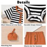 Aalizzwell 0-3 Months Newborn Infant Baby Boys Summer Clothes Short Sleeve Striped Outfit Spring Clothing Brown by 