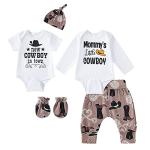 bakjuno Baby Boy Cowboy Theme Outfit Newborn Boy New Cowboy In Town Clothes Mommy's' Little Cowboy Shower Infant Western Romper Pants Set (cowboy, 0-3 Months) from 