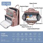 KABAQOO Baby Diaper Bag Backpack, Large Baby Bags for Boys Girls, Waterproof Travel Diaper Bag with Changing Pad, Pacifier Case and Stroller Straps, Baby Registry Search Shower Gifts, Pink Grey from KABAQOO