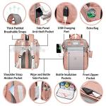 KABAQOO Baby Diaper Bag Backpack, Large Baby Bags for Boys Girls, Waterproof Travel Diaper Bag with Changing Pad, Pacifier Case and Stroller Straps, Baby Registry Search Shower Gifts, Pink Grey from KABAQOO