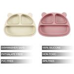 PandaEar 2 Pack Silicone Baby Suction Plates with 2 Spoons for Self Feeding, 100% Silicone Kids Toddler Suction Plates, Divided Baby Plate Set, Microwave & Dishwasher Safe, BPA Free from PandaEar