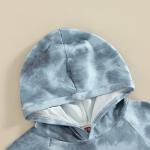 Infant Baby Boy Shorts Set Tie Dye Short Sleeve Hooded Pullover Top Drawstring Shorts Summer Clothes (Blue, 18-24 Months) by TheFound