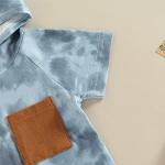 Infant Baby Boy Shorts Set Tie Dye Short Sleeve Hooded Pullover Top Drawstring Shorts Summer Clothes (Blue, 18-24 Months) by TheFound