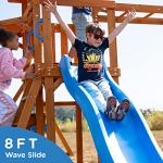 Wooden Swing Sets for Backyard with Outdoor Table, Outdoor Playset for Kids 3-10 with Monkey Bar, 8FT Wave Slide, Playhouse, and 2 Belt Swings, Multi-Functional Storage Shelf, Playground Accessories by DOLPHIN PLAYGROUND T